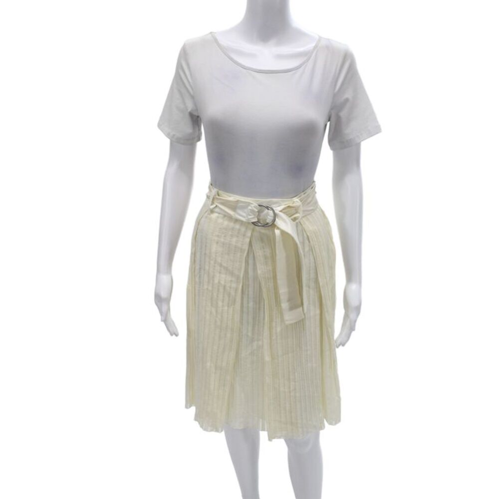 Strenesse Women Pleated Striped Beige Short Skirt Size 4